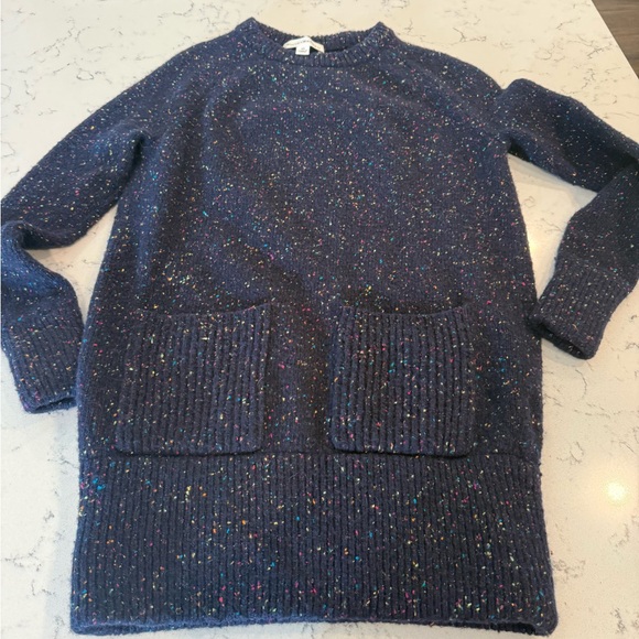 White + Warren Wool Blend Navy Speckle Sweater - Picture 1 of 4